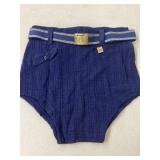 NOS ANTIQUE BLUE KNITTED BOARDWALK BEEFCAKE SWIM