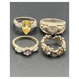 FOUR 925 SILVER RINGS