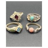 FOUR 925 SILVER RINGS