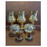Gold Toned Votive Bowls, Mercury Glass Candle