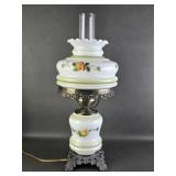 Vintage L&L WMC Floral Hurricane Parlor Lamp