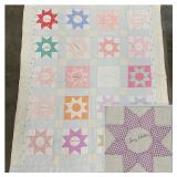 Vintage Handmade Open Star Friendship Quilt,