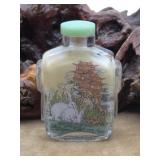 Vintage Reverse Painted Glass Snuff Bottle