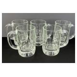 5 Vintage Heavy Glass Beer Steins