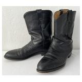 Justin Mens Black Leather Western Boots Size 9EE