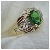 SZ. 7, 14K YELLOW GOLD LC EMERALD 1.25 CT RING