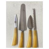 VINTAGE CUTLERY/SERVING SET W/ BUTTERSCOTCH