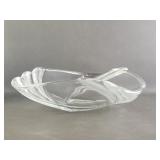 White & Clear Art Glass Centerpiece Bowl