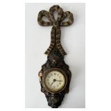 Antique Barbola Floral Wall Clock No Key Gilt