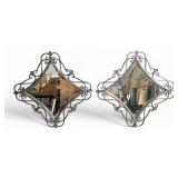 2 Decorative Diamond Shaped Accent Mirrors