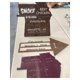 3 LAZER CUT METAL SIGNS FRIM GRAVETTE, AR