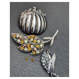 Trio of Brooches Coro is Missing 1 Stone.