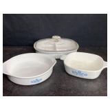 3 PCS. CORNING WARE DIVIDED CASSEROLE BLUE