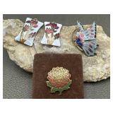 Cloisonnï¿½ Earrings, Brooch & Hallmark Cloisonnï¿½