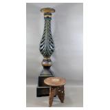 INDIA WOOD PLANT STAND & 26' TALL CANDLE