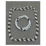 Pearls, Onyx Beads & Gold Tone Necklace & Wrap