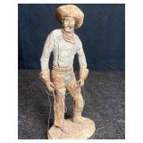 COWBOY RESIN FIGURE W/ CIGAR & WIRE ROPE