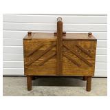 Custom Made Wood Accordion Style Sewing Box /