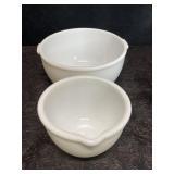 2 WHITE MILK GLASS MIXING/BATTER BOWLS
