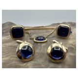 Krementz Set & Swank Cufflinks Blue Stones