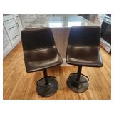 Pr Brown Swiveling Barstools Adjustable Height
