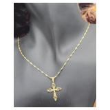 14K Gold Necklace w/ Cross Pendant 3.1g
