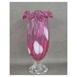 Cranberry Art Glass Flower Vase