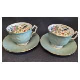 (2) Aynsley Sage Green Pembroke Pattern Birds