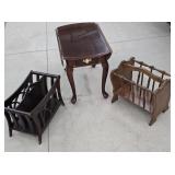 Modern Drop-Leaf Lamp Table & Magazine Racks