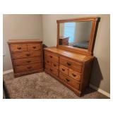 Vtg Oak Dresser & Chest of Drawers Bedroom