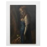 Circa 1900s Painting of a Woman with Red Hair