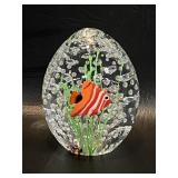 Murano Glass Fish Aquarium Paperweight Egg