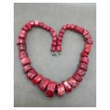 505g Chunky Heavy Red Coral Beads 16' Necklace