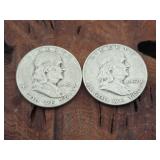 2- Frankln Silver Half Dollars