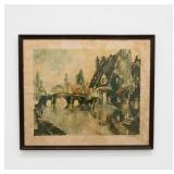 Signed Flemish Town Art