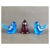 Bluebird Of Happiness Art Glass Paperweight +