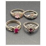 FOUR 925 SILVER RINGS