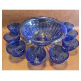 Blue Moderntone Pattern Hazel-Atlas Glass Bowl