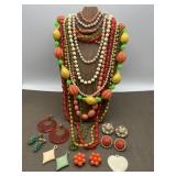 Retro Plastic Resin, Faux Pearls, Clip On