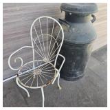 Milk Can & Small Metal Chair