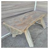 Small Rustic Wood Slab Bench