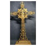 35" Large Iron Cross Virgin Mary, Madonna, Ornate