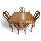 Wood Gaming Table with Rolling Chairs, Poker Chip