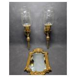 Pair of Vintage Solid Brass Wall Mounted Candle