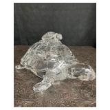 BOHEMIAN CRYSTAL GLASS LIDDED TURTLE CANDY DISH