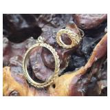 Large 14K Gold Coin Pendant Frame  & Ring 9.6g