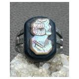 Vintage Carved Abalone Cameo Ring