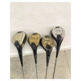 4 VINTAGE WILSON GOLF CLUBS PERSIMMON WOOD