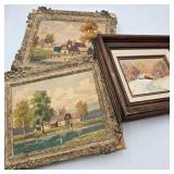 Small Vintage Homestead Painting Trio