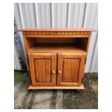 Vtg Pine TV Stand Swiveling Top